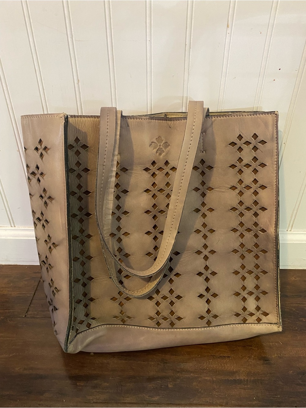 Patricia Nash Taupe Laser-Cut Tote - Picture 2 of 4